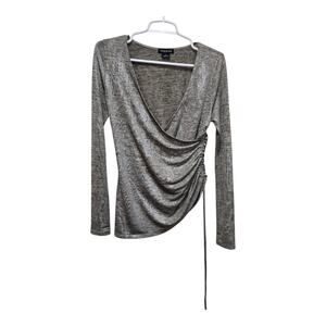 Trouvé Wrap Side Ruched Metallic Top Size XS